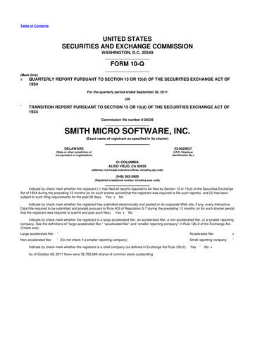 Thumbnail Smith Micro Software
 10-Q Quarterly Report FY2011 