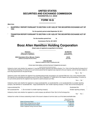 Thumbnail Booz Allen Hamilton
 10-Q Quarterly Report FY2012 