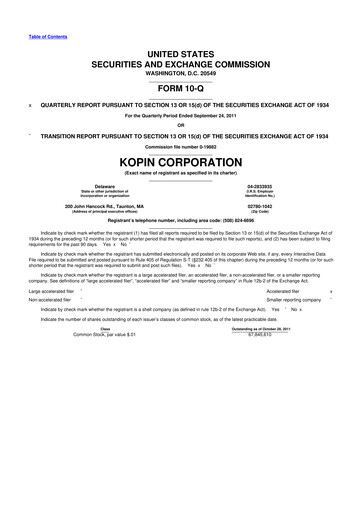 Thumbnail Kopin Corporation
 10-Q Quarterly Report FY2011 