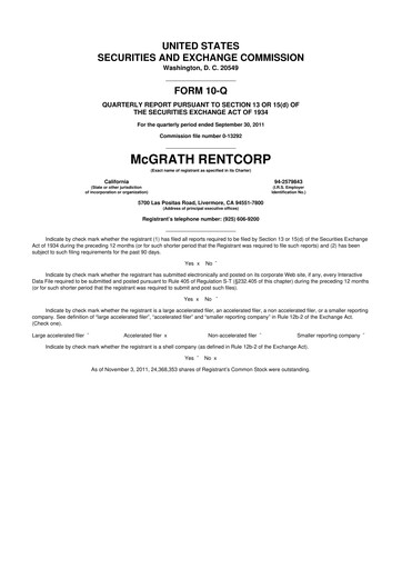 Thumbnail McGrath RentCorp
 10-Q Quarterly Report FY2011 