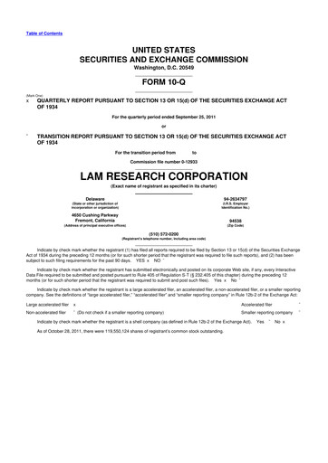 Vorschaubild Lam Research 10-Q Quartalsbericht 2012 