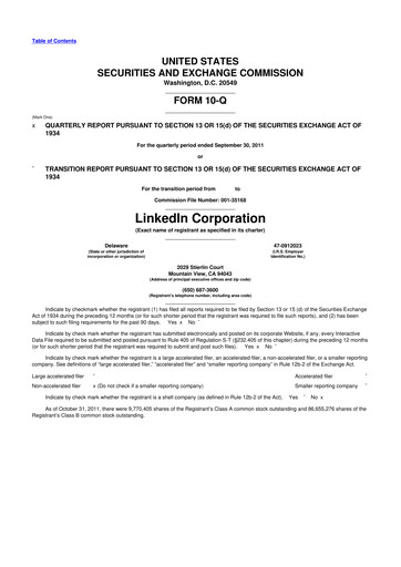 Thumbnail Linkedin 10-Q Quarterly Report FY2011 
