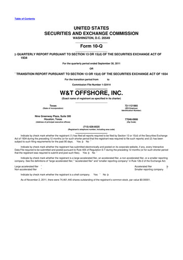 Thumbnail W&T Offshore 10-Q Quarterly Report FY2011 