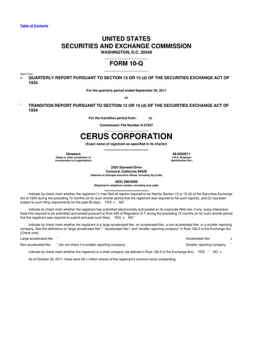 Thumbnail Cerus Corporation 10-Q Quarterly Report FY2011 