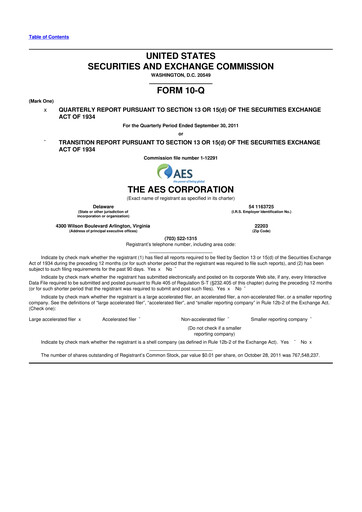 Miniature AES 10-Q Rapport trimestriel 2011 