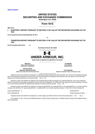 Vorschaubild Under Armour
 10-Q Quartalsbericht 2011 