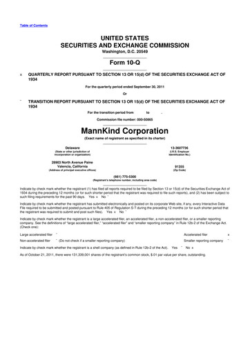 Thumbnail MannKind Corp 10-Q Quarterly Report FY2011 