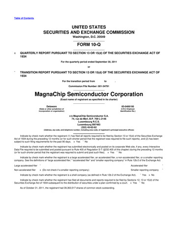 Vorschaubild Magnachip Semiconductor 10-Q Quartalsbericht 2011 