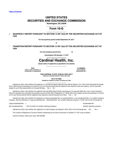 Thumbnail Cardinal Health 10-Q Quarterly Report FY2012 