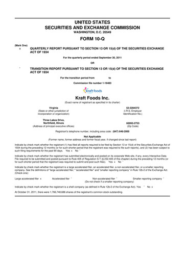Thumbnail Mondelez International 10-Q Quarterly Report FY2011 