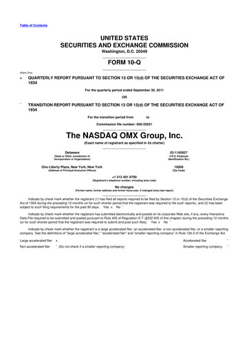 Thumbnail Nasdaq 10-Q Quarterly Report FY2011 