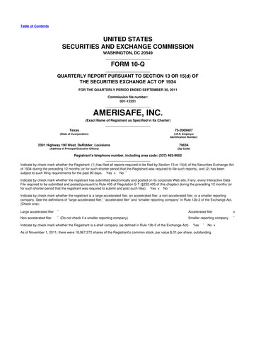Thumbnail AMERISAFE 10-Q Quarterly Report FY2011 