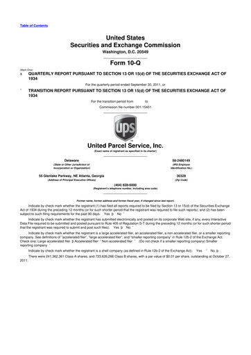 Miniature United Parcel Service 10-Q Rapport trimestriel 2011 