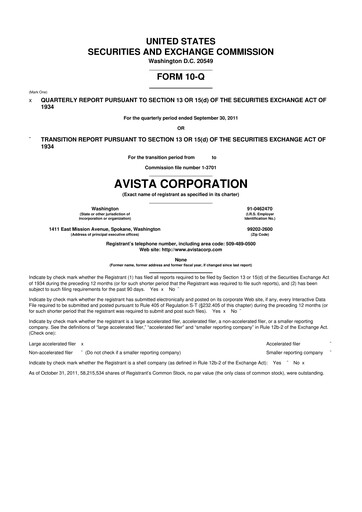 Thumbnail Avista
 10-Q Quarterly Report FY2011 
