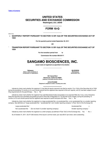 Thumbnail Sangamo Therapeutics
 10-Q Quarterly Report FY2011 