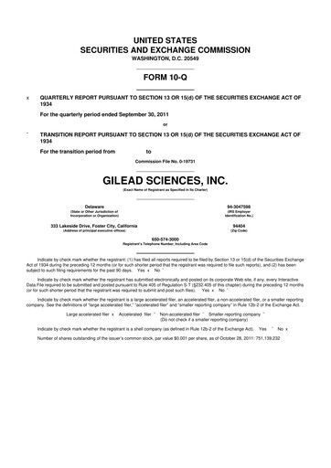 Thumbnail Gilead Sciences 10-Q Quarterly Report FY2011 