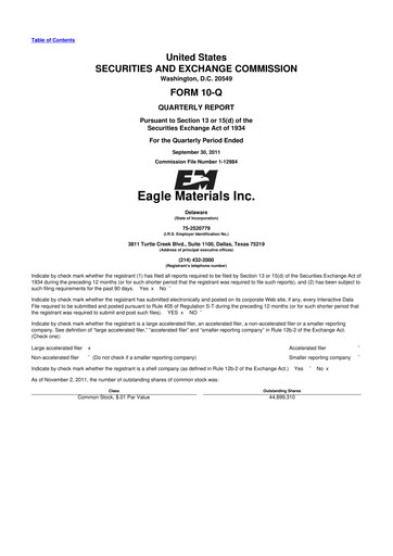 Thumbnail Eagle Materials
 10-Q Quarterly Report FY2011 