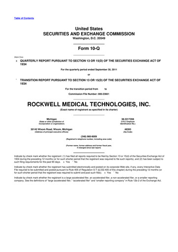 Vorschaubild Rockwell Medical
 10-Q Quartalsbericht  