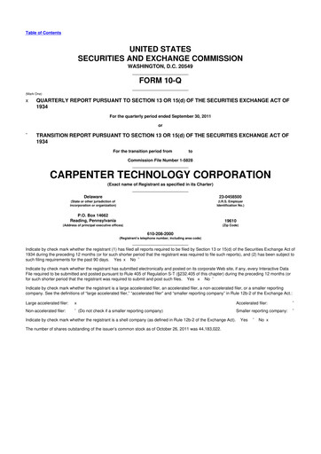 Thumbnail Carpenter Technology 10-Q Quarterly Report FY2012 
