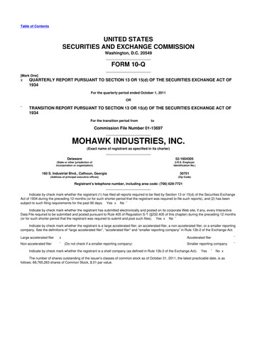 Thumbnail Mohawk Industries
 10-Q Quarterly Report FY2011 
