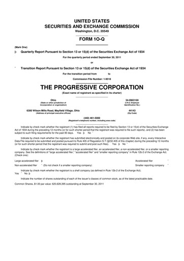 Thumbnail Progressive 10-Q Quarterly Report FY2011 