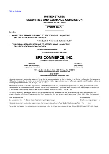 Thumbnail SPS Commerce
 10-Q Quarterly Report FY2011 