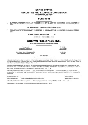 Thumbnail Crown Holdings
 10-Q Quarterly Report FY2011 