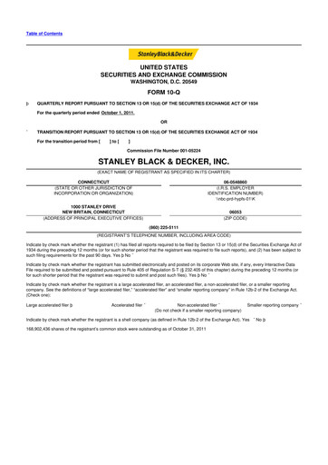 Thumbnail Stanley Black & Decker

 10-Q Quarterly Report FY2011 