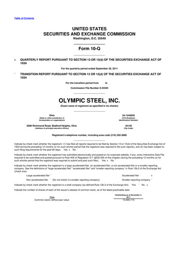 Thumbnail Olympic Steel
 10-Q Quarterly Report FY2011 
