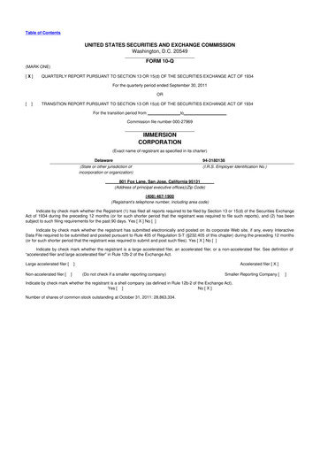 Miniature Immersion Corporation
 10-Q Rapport trimestriel 2011 