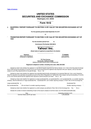 Thumbnail Yahoo Inc. 10-Q Quarterly Report FY2011 