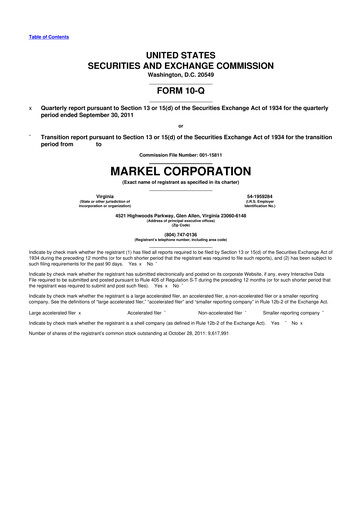 Thumbnail Markel Group 10-Q Quarterly Report FY2011 