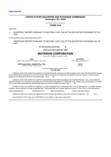 Thumbnail Materion
 10-Q Quarterly Report FY2011 