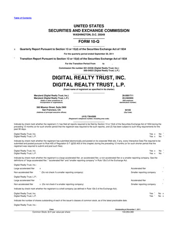 Vorschaubild Digital Realty 10-Q Quartalsbericht  
