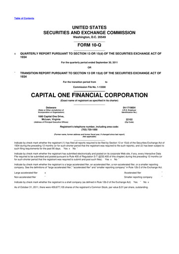 Thumbnail Capital One 10-Q Quarterly Report FY2011 