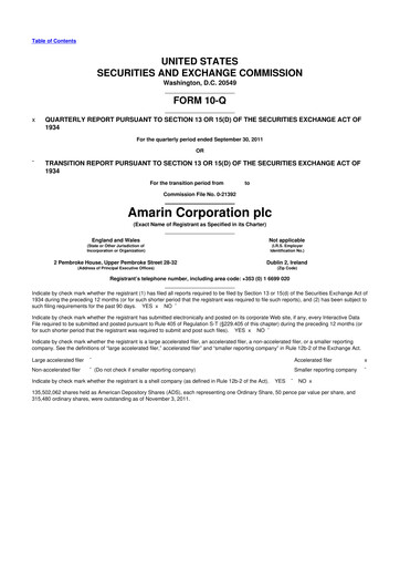 Thumbnail Amarin Corporation
 10-Q Quarterly Report FY2011 
