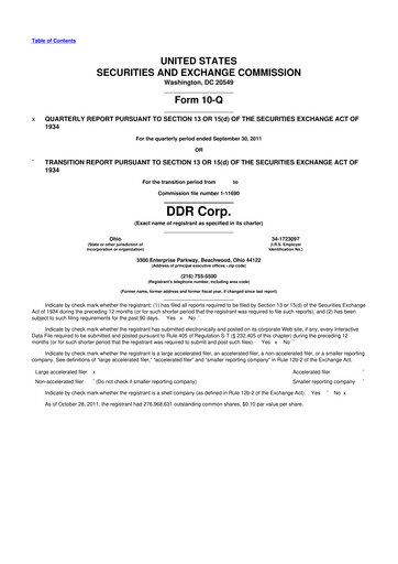 Thumbnail SITE Centers
 10-Q Quarterly Report FY2011 