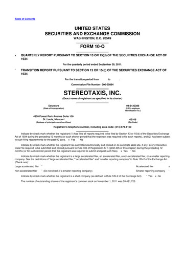 Vorschaubild Stereotaxis 10-Q Quartalsbericht 2011 