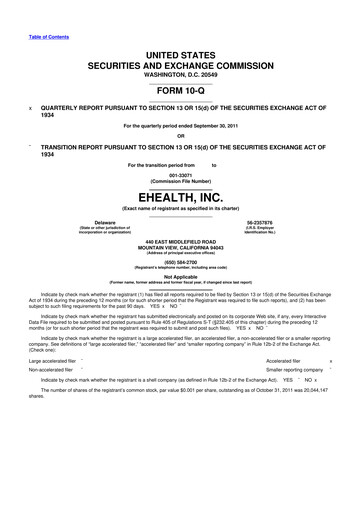 Thumbnail eHealth 10-Q Quarterly Report FY2011 