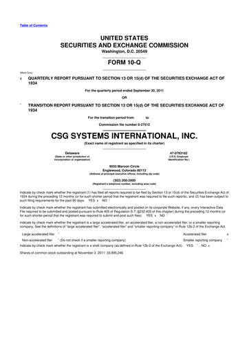 Thumbnail CSG International
 10-Q Quarterly Report FY2011 