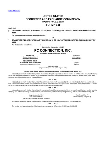 Miniature PC Connection
 10-Q Rapport trimestriel 2011 