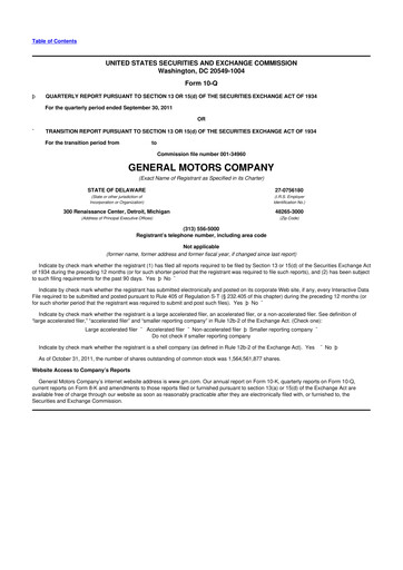 Thumbnail General Motors 10-Q Quarterly Report FY2011 