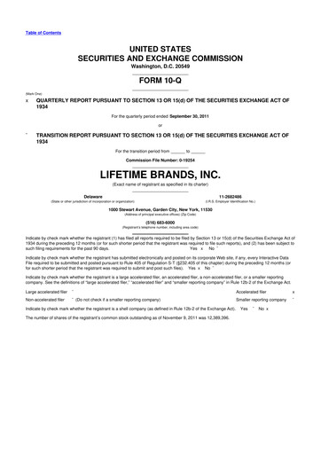 Miniature Lifetime Brands 10-Q Rapport trimestriel 2011 