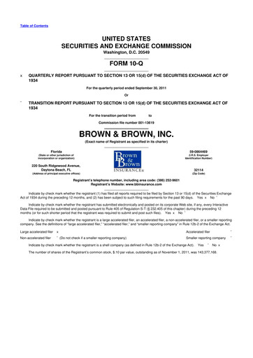 Thumbnail Brown & Brown
 10-Q Quarterly Report FY2011 