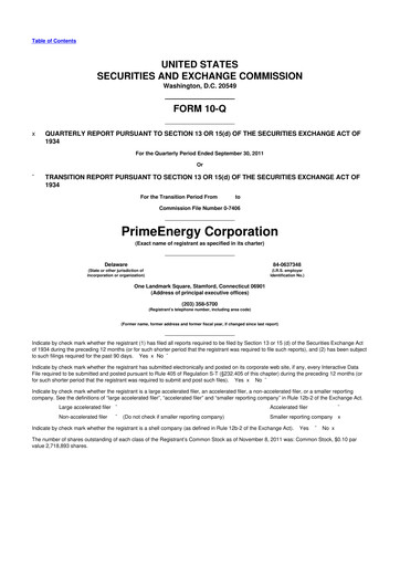 Thumbnail PrimeEnergy Resources 10-Q Quarterly Report FY2011 