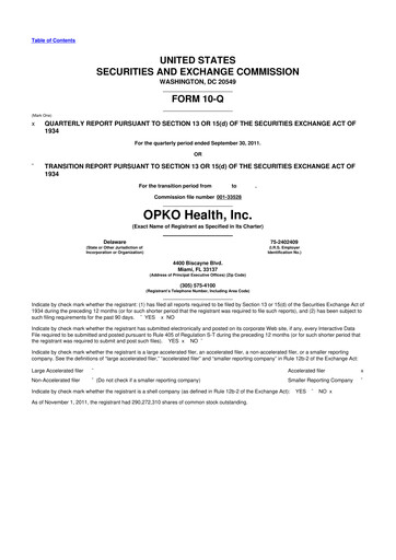 Thumbnail OPKO Health
 10-Q Quarterly Report FY2011 