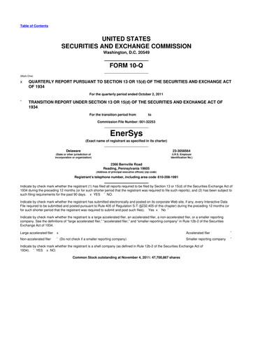 Thumbnail EnerSys 10-Q Quarterly Report FY2012 
