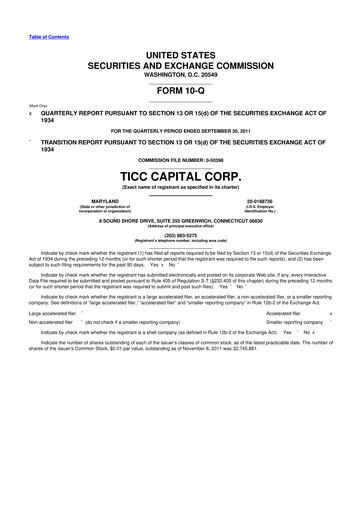 Miniature Oxford Square Capital
 10-Q Rapport trimestriel  