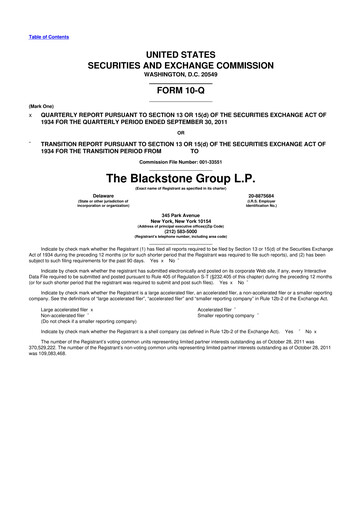 Thumbnail Blackstone Group 10-Q Quarterly Report FY2011 