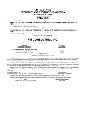 Thumbnail FTI Consulting 10-Q Quarterly Report FY2011 